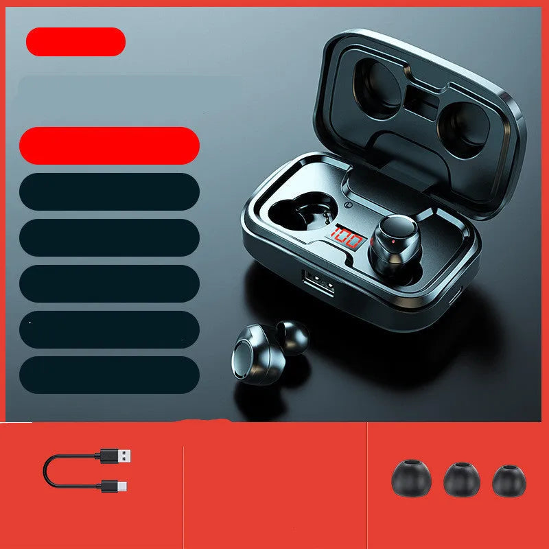 Black wireless Bluetooth in-ear headphones with a private mould design