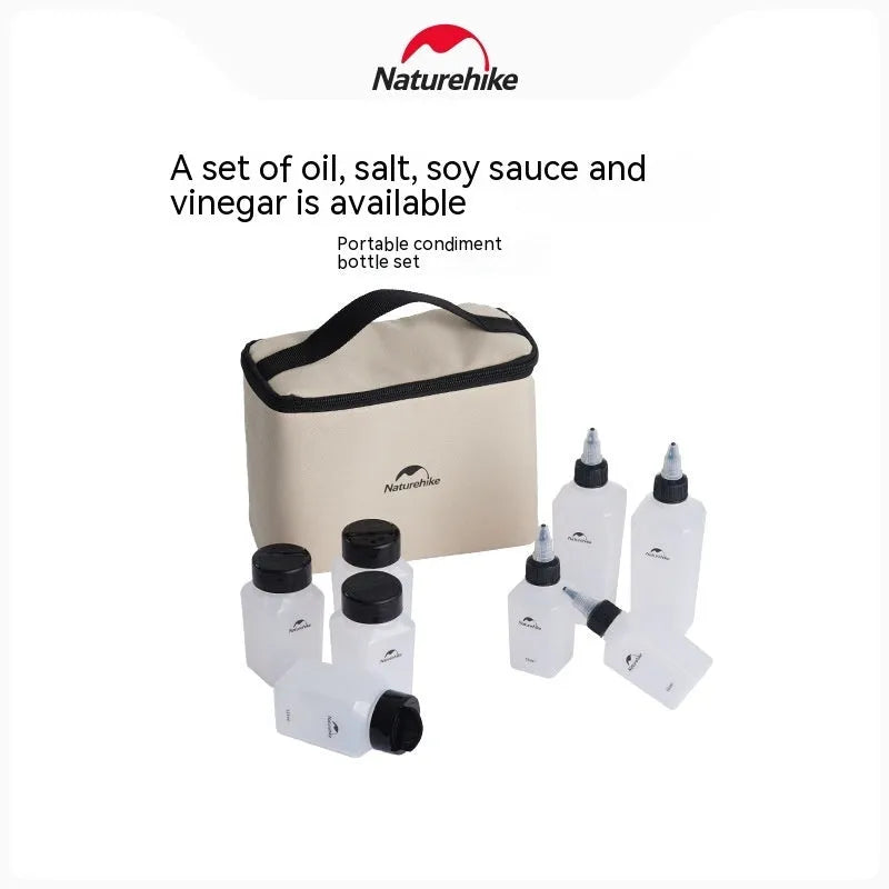 Naturehike portable six-piece PP plastic seasoning bottle set for outdoor camping and picnics