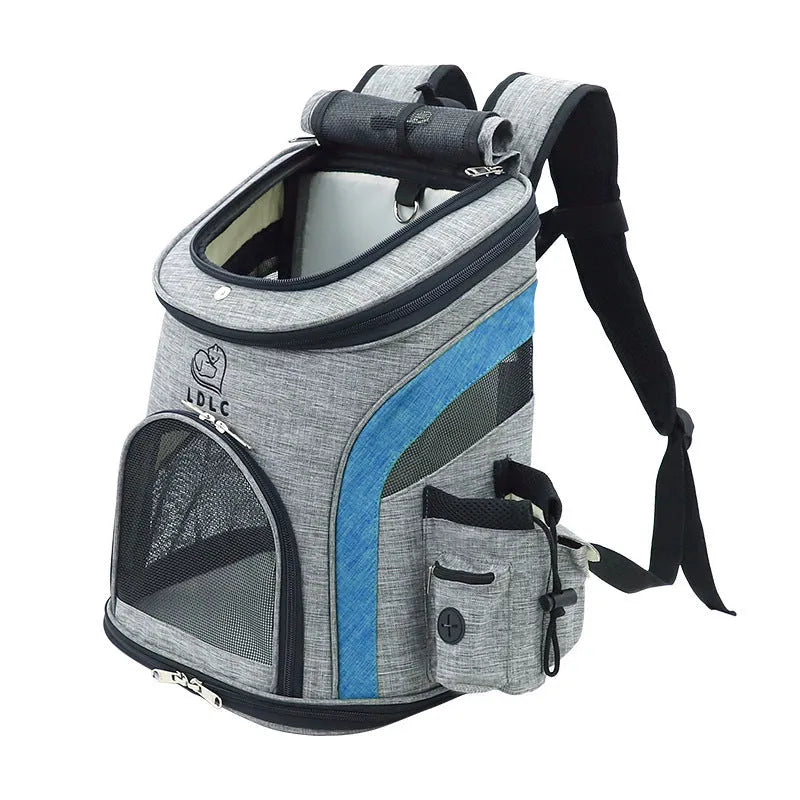 Breathable nylon pet backpack for cats and dogs up to 20 kg in gray, green, orange, blue colours