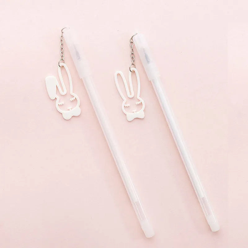 Paper crane rabbit pendant gel pen with 0.38mm tip measuring 17cm in black or white designs