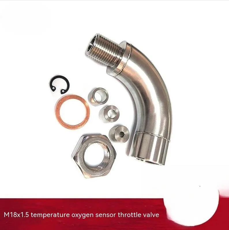 M18 x 1.5 automotive temperature sensor adapter with integrated flow valve for gas flow applications