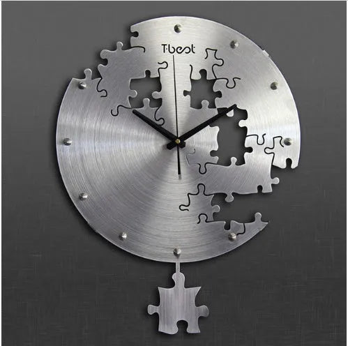 16 inch circular silent wall clock aluminium alloy black modern design living room decor