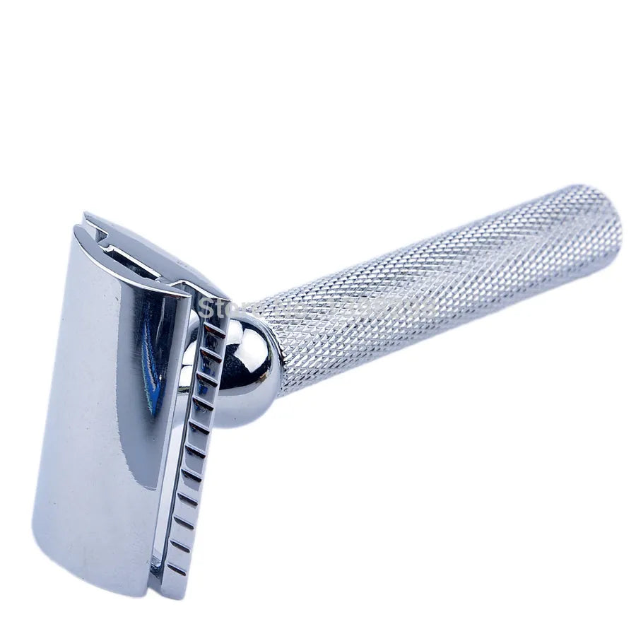 CSB men's shaving set with badger hair brush, chrome razor stand, and zinc alloy bowl