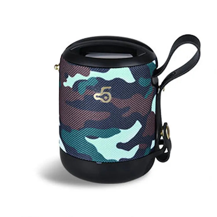 Small waterproof portable Bluetooth speaker in black, blue, camouflage, grey, or red with TF card slot and buttons