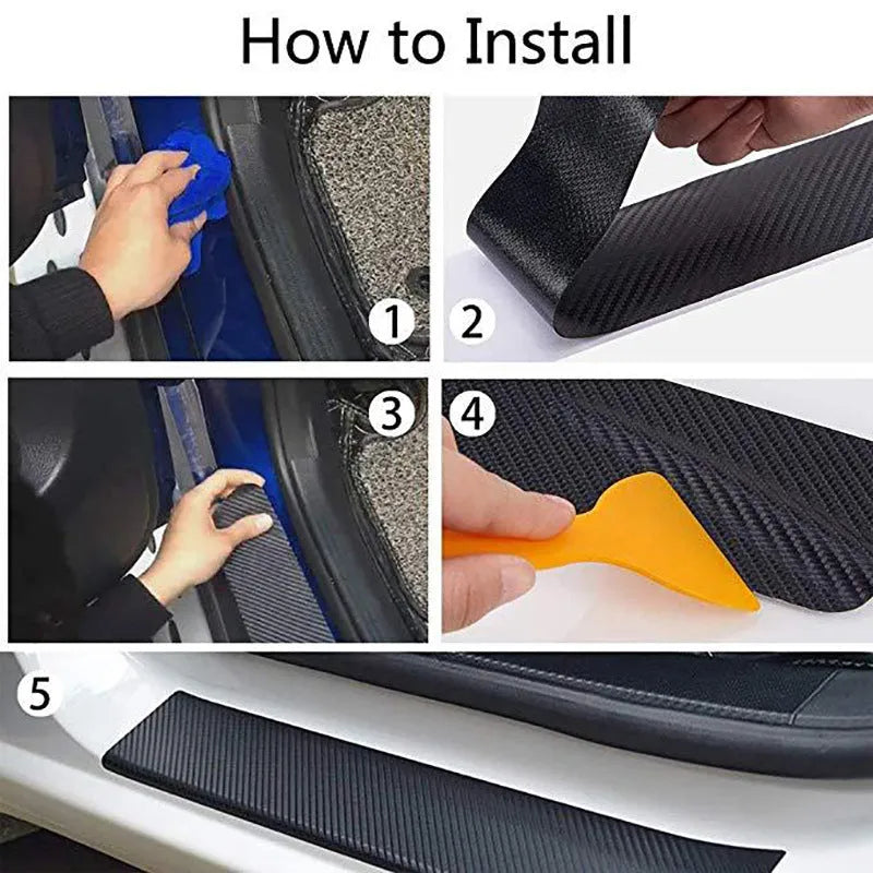 Matte carbon fibre roll for door sill protection in various widths from 3cm to 10cm