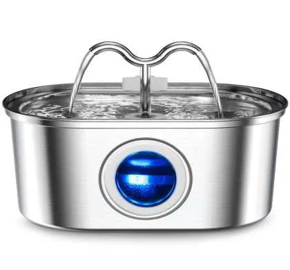 All stainless steel pet water dispenser round runway type large capacity for cats and dogs