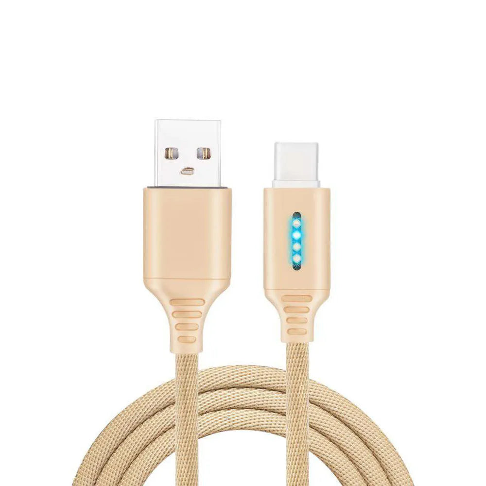 Fabric weave USB fast charging cable in black, 1 metre length for Android iPhone Type-C devices