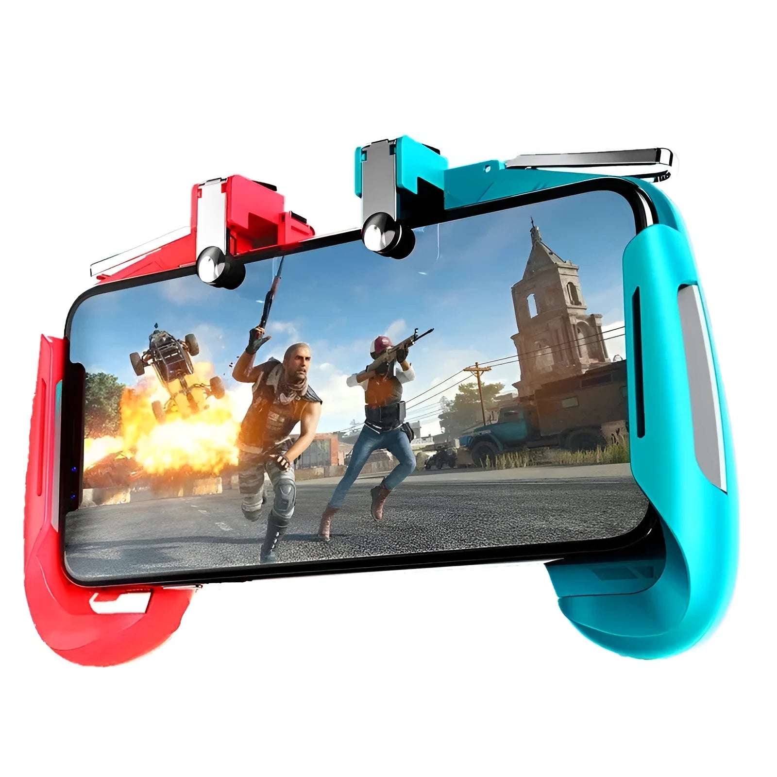 Multifunctional mobile game controller handle for smartphones in black, blue and white colour options