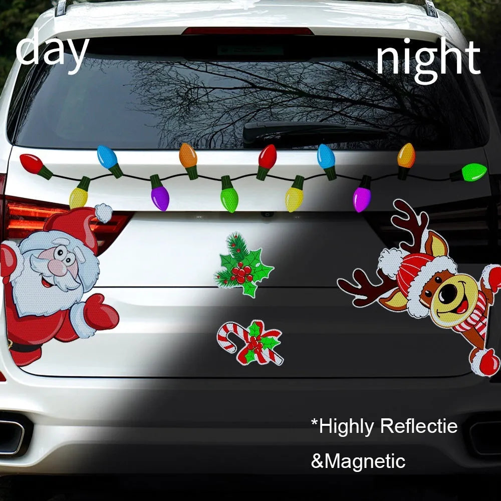 Christmas elk cartoon reflective magnetic sticker medium size RFM026 colour