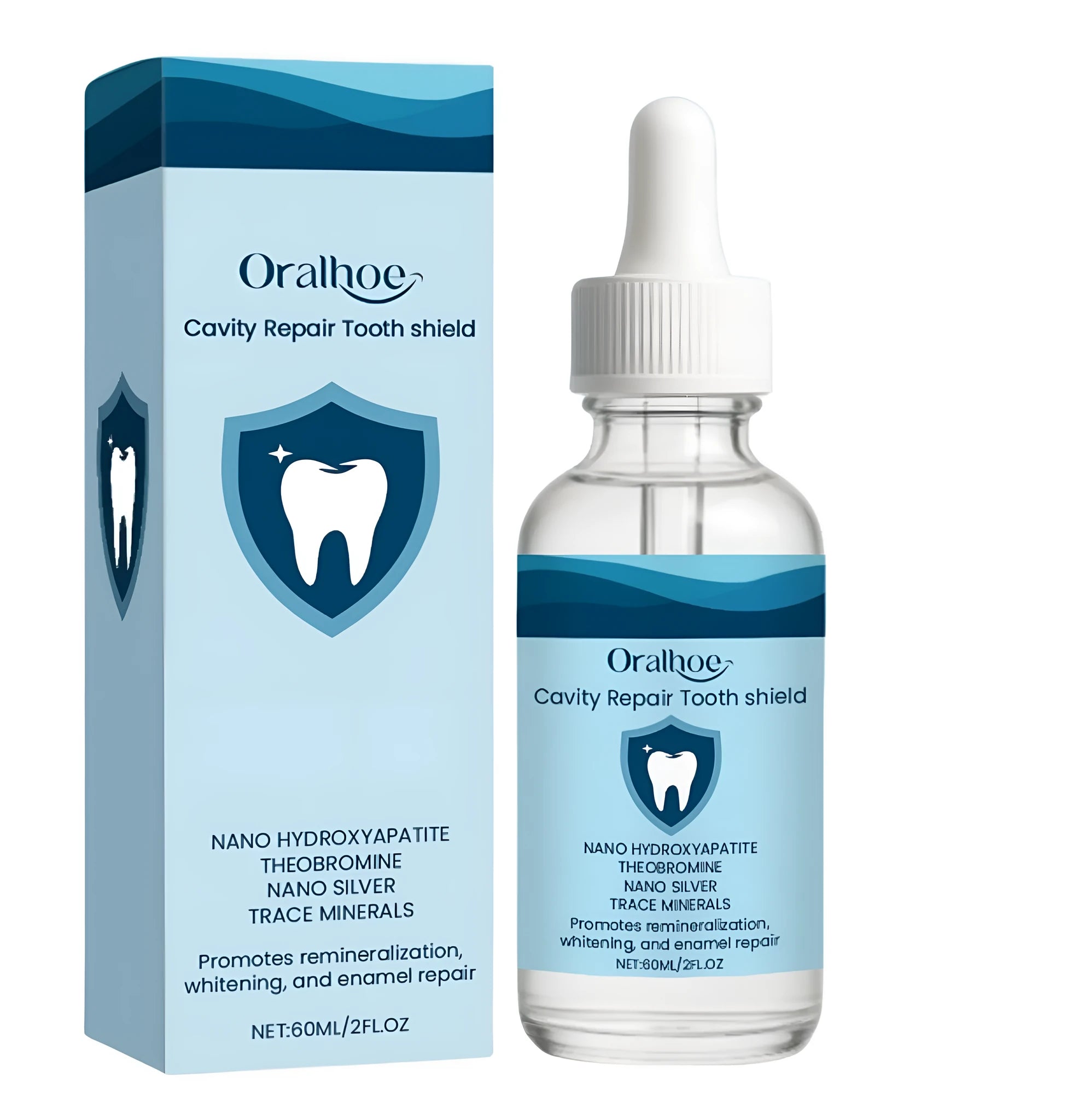 60ml bottle of dental restorative fluid with hydroxyapatite and colloidal silver formula