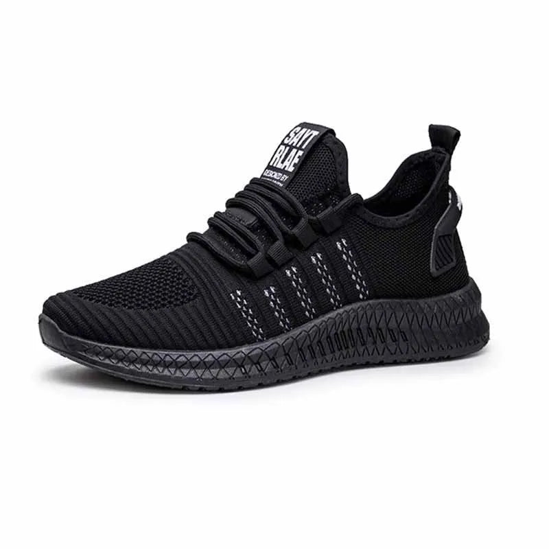Men's low-top casual sports shoes with flying three bars stripes, cross straps, and a fly weave upper.