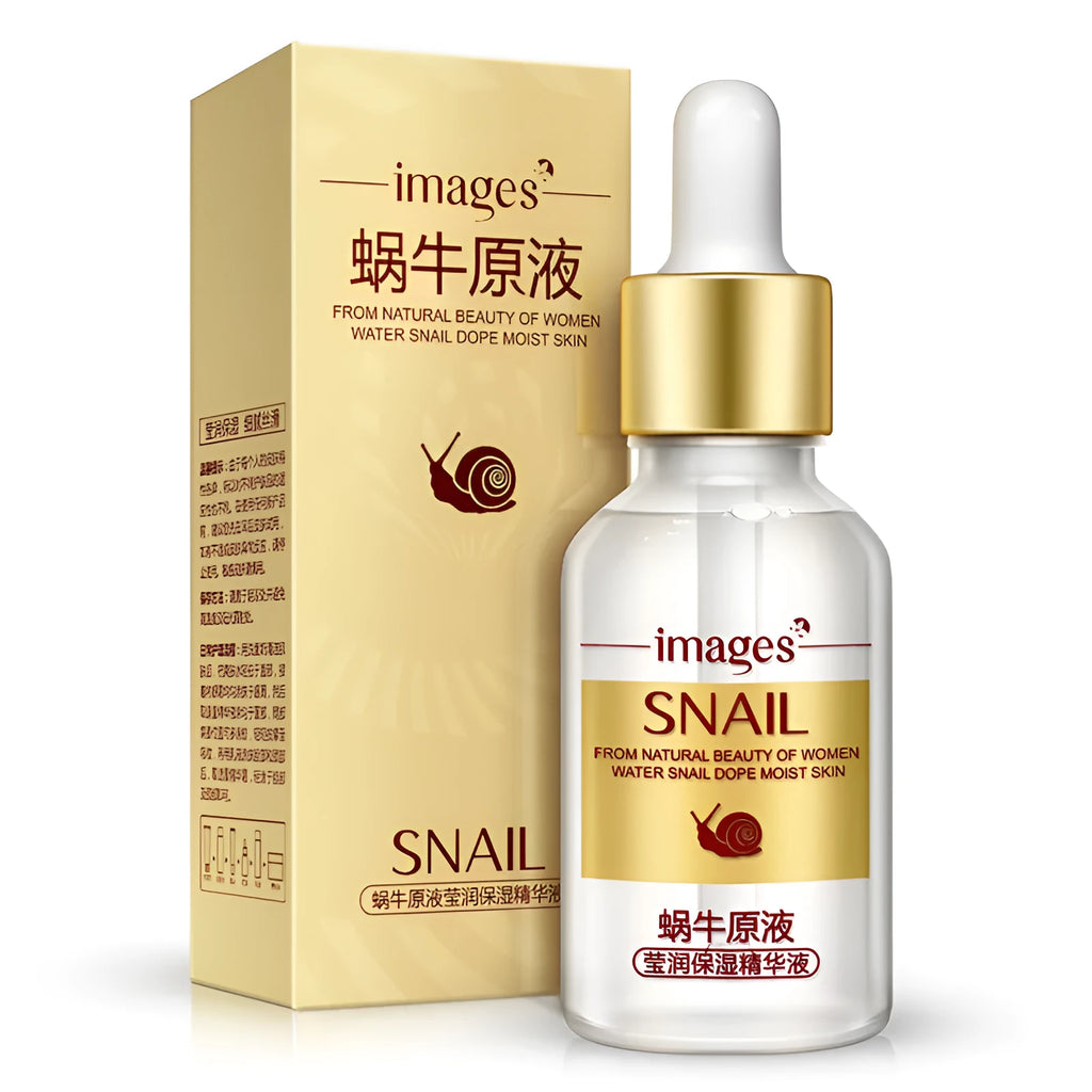 Snail moisturising nourishing serum 15ml facial treatment in white bottle