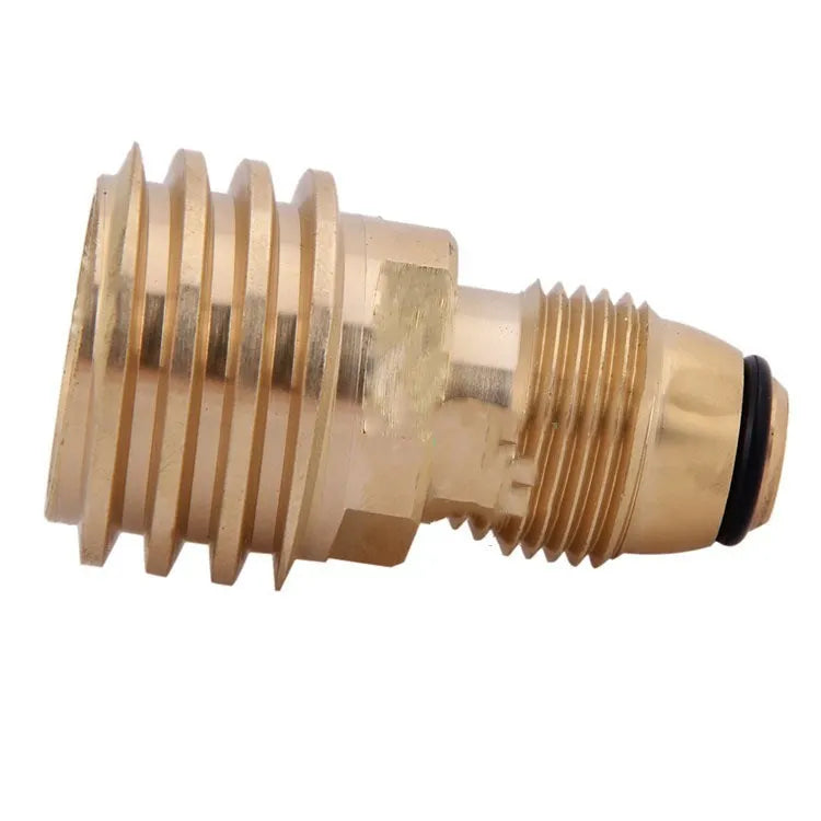 Gold-coloured brass gas brazing adapter with 7mm diameter and internal thread connection