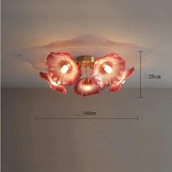 Modern simple creative flower ceiling lamp with multiple heads for bedroom or hall lighting.