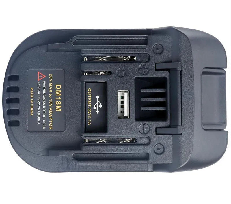 Black Milwaukee to Makita battery adapter for DM18M to H99F conversion