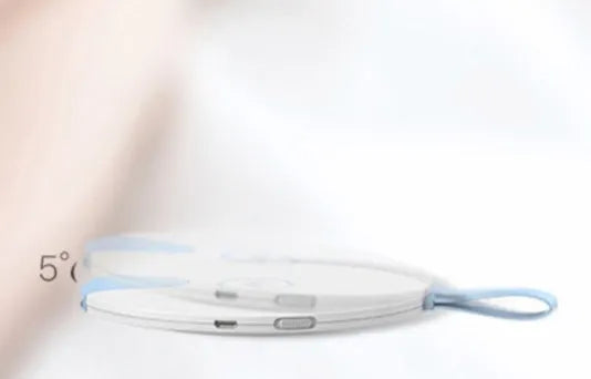 Blue portable baby bottle sterilizer with USB port showing compact 163.6mm design