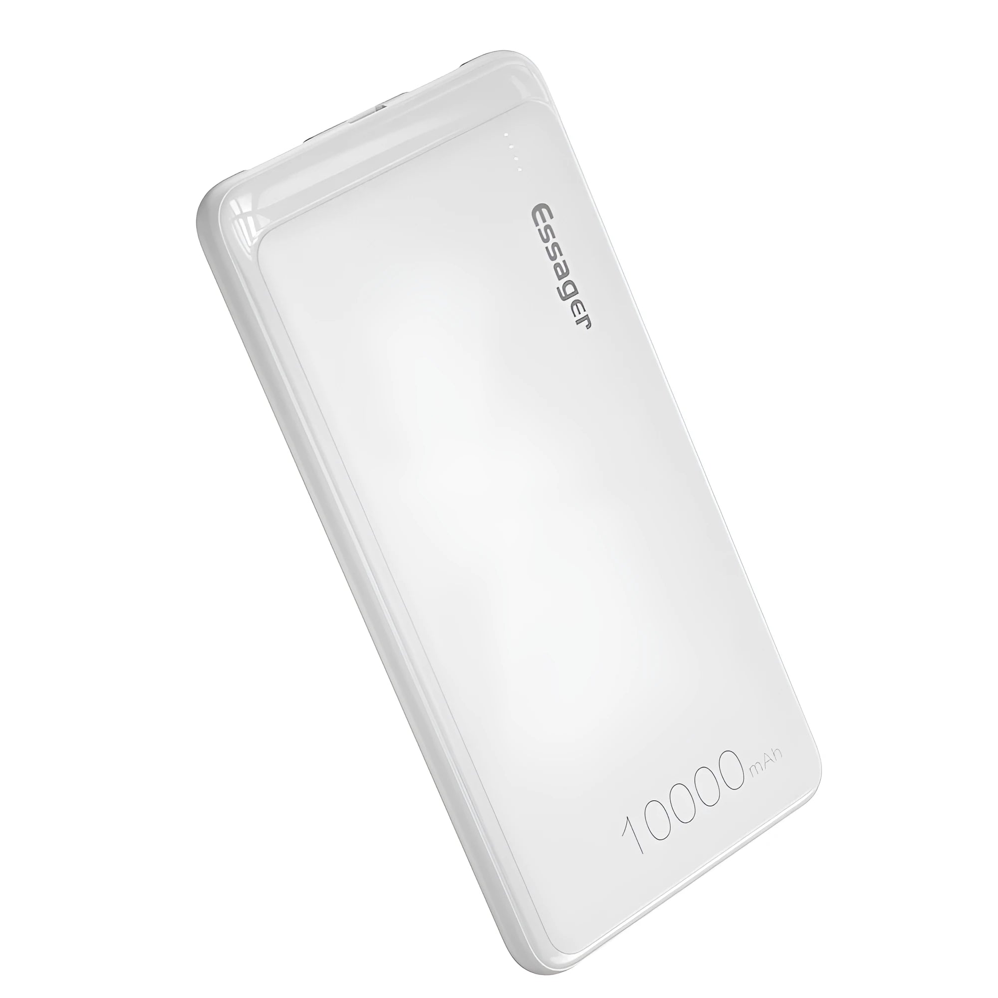 Essager Small Jane black 10000mAh power bank showing dual USB ports and LED indicators