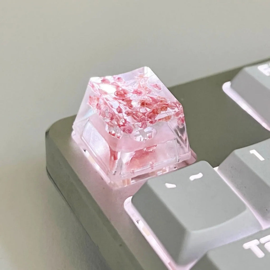 High transparency starry sky resin keycap for mechanical keyboards in green colour
