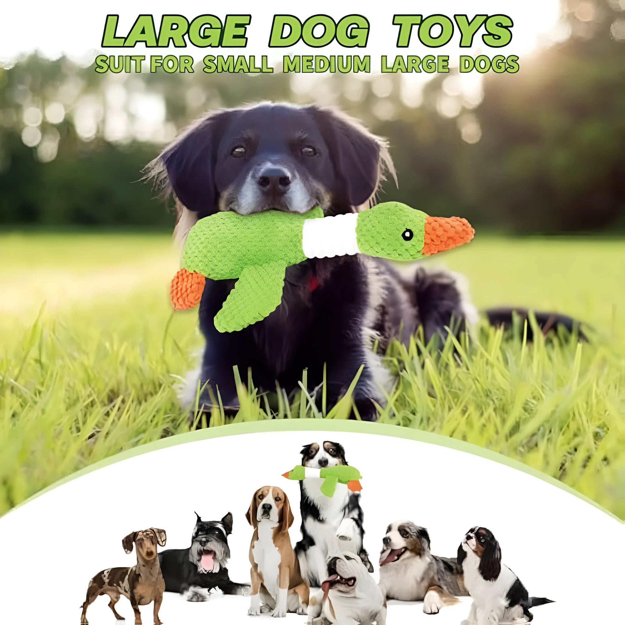 Blue duck-shaped dog plush toy with squeakers for small medium large breed dogs