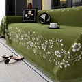 Embroidered magnolia chenille sofa cover in Garland black, simple style, 180X130cm size
