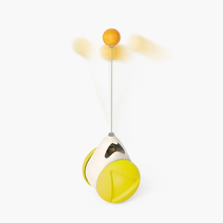 Cat rotating windmill toy with suction base and two transparent bins on blades