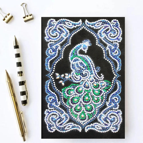 Black A5 diamond painting notebook with shaped and bright crystal drills on cover