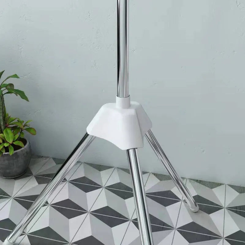 Three-layer stainless steel mobile drying rack with plastic clips for socks and ties