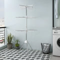 Three-layer stainless steel mobile drying rack with plastic clips for socks and ties