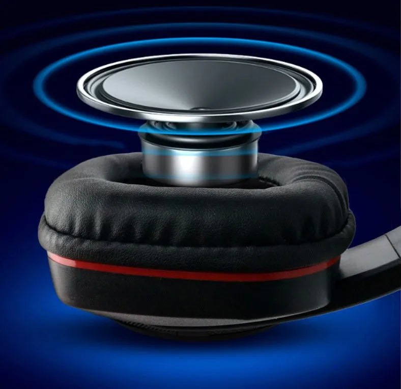 Black wired gaming computer headset with 40mm speakers and 6.3mm straight plug for heavy bass audio