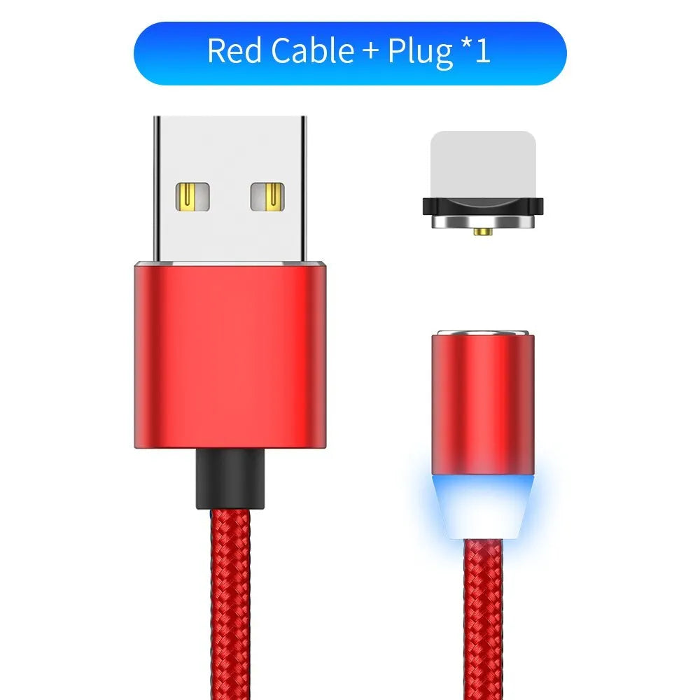 YBD magnetic LED charging cable 1 metre length with aluminium shell in multiple colours