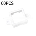 White plastic LED light protective lampshade with fixed bracket, dimensions 1.7cm by 6cm.