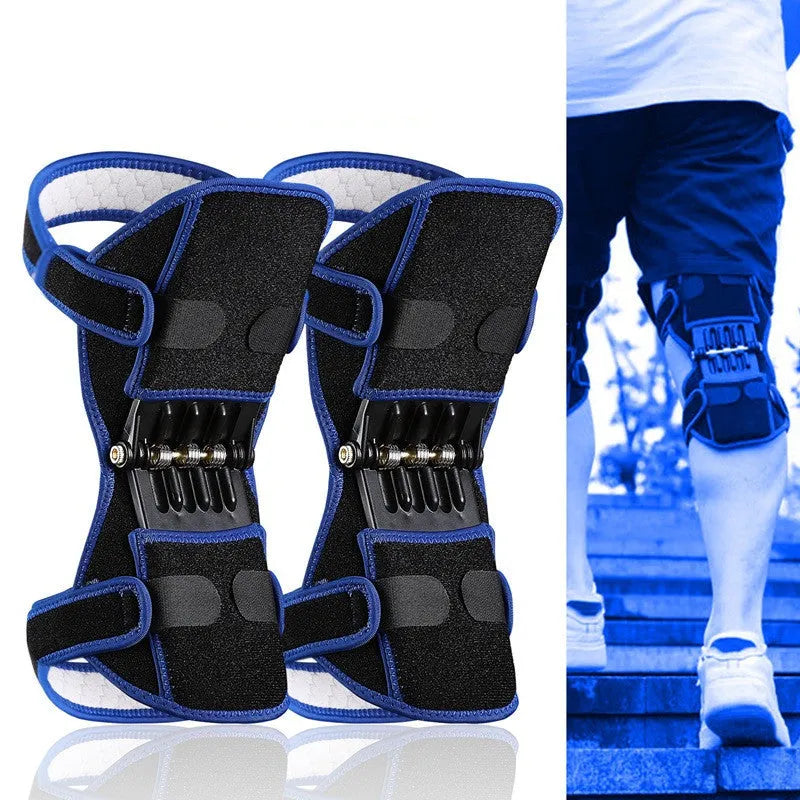 Adjustable knee brace with patella support and spring mechanism in breathable fabric