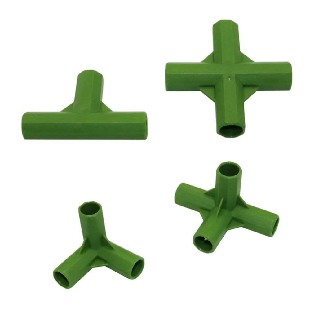 PP plastic 3-way and 4-way garden stake connectors for 11mm poles