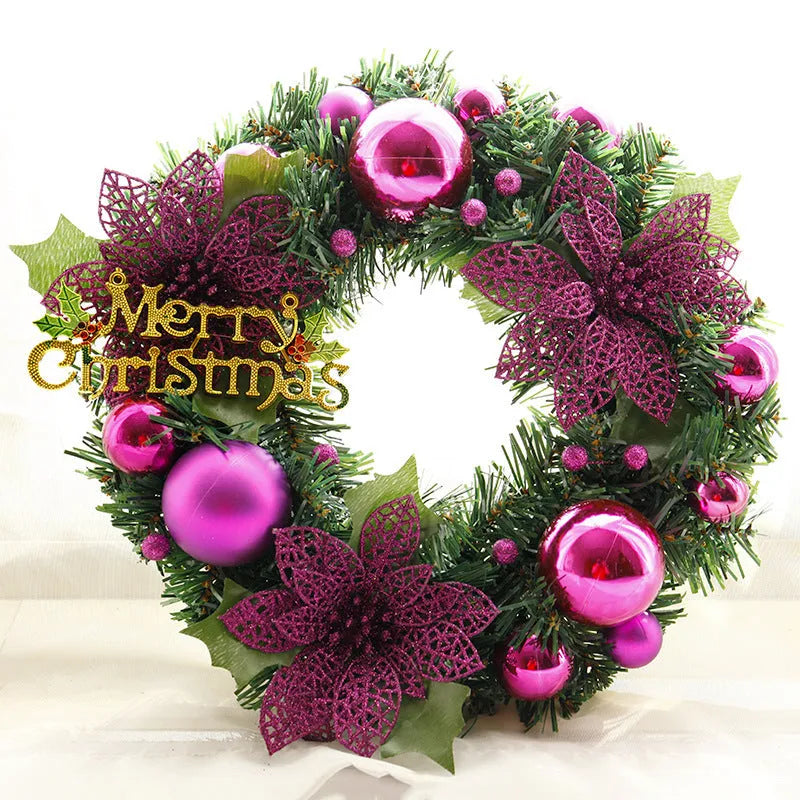 30cm plastic Christmas wreath decoration in multicolour options for door or wall hanging