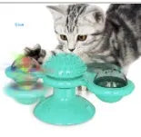 Cat rotating windmill toy with suction base and two transparent bins on blades