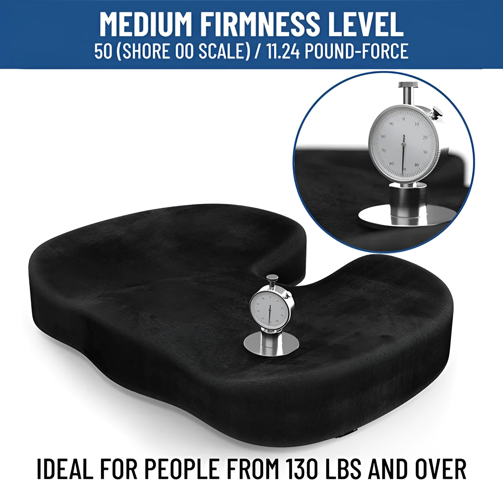 Black flannel U-shaped memory foam seat cushion for office chair comfort