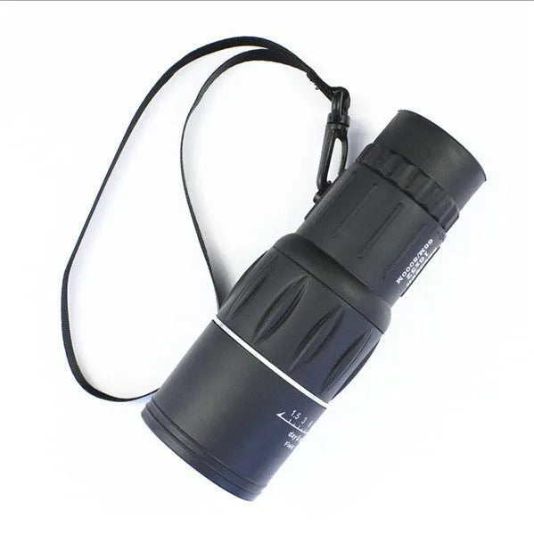 Black 16x52 monocular telescope showing eyepiece and objective lens