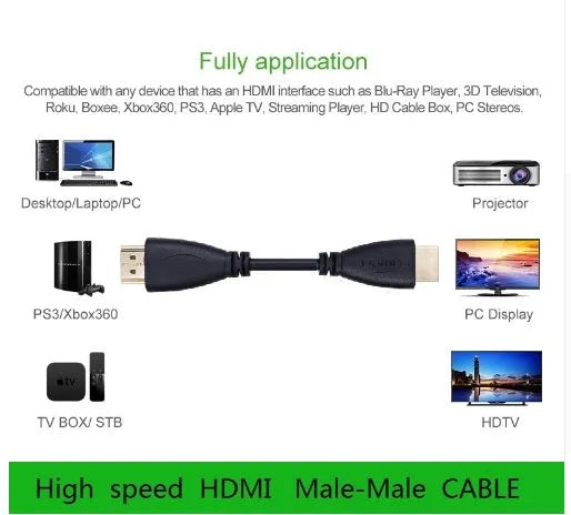 Gold plated HDMI cable with male connectors in multiple length options