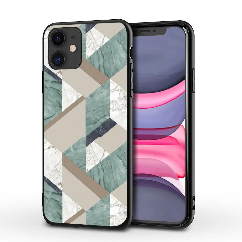 Marble pattern iPhone back cover case for multiple models including iPhone 11 and iPhone X.