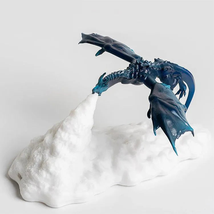 3D printed dragon night light with red breathing effect on dark background