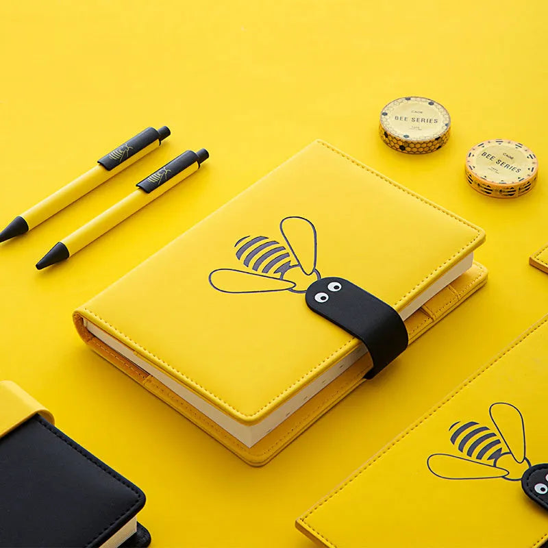 Travel B6 notebook with 144 sheets and soft PU cover in black and yellow colour options