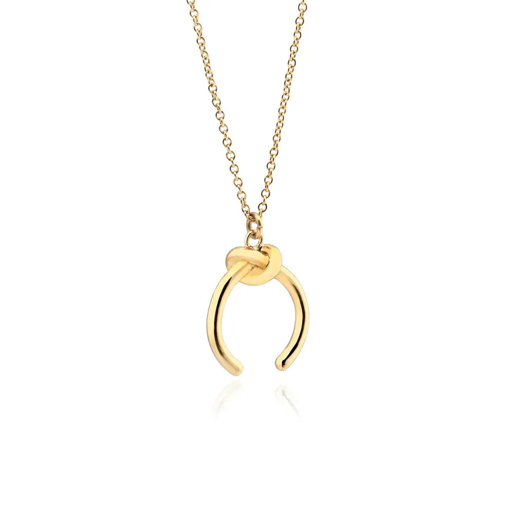Copper geometric pendant necklace with cross chain in gold or silver electroplated finish