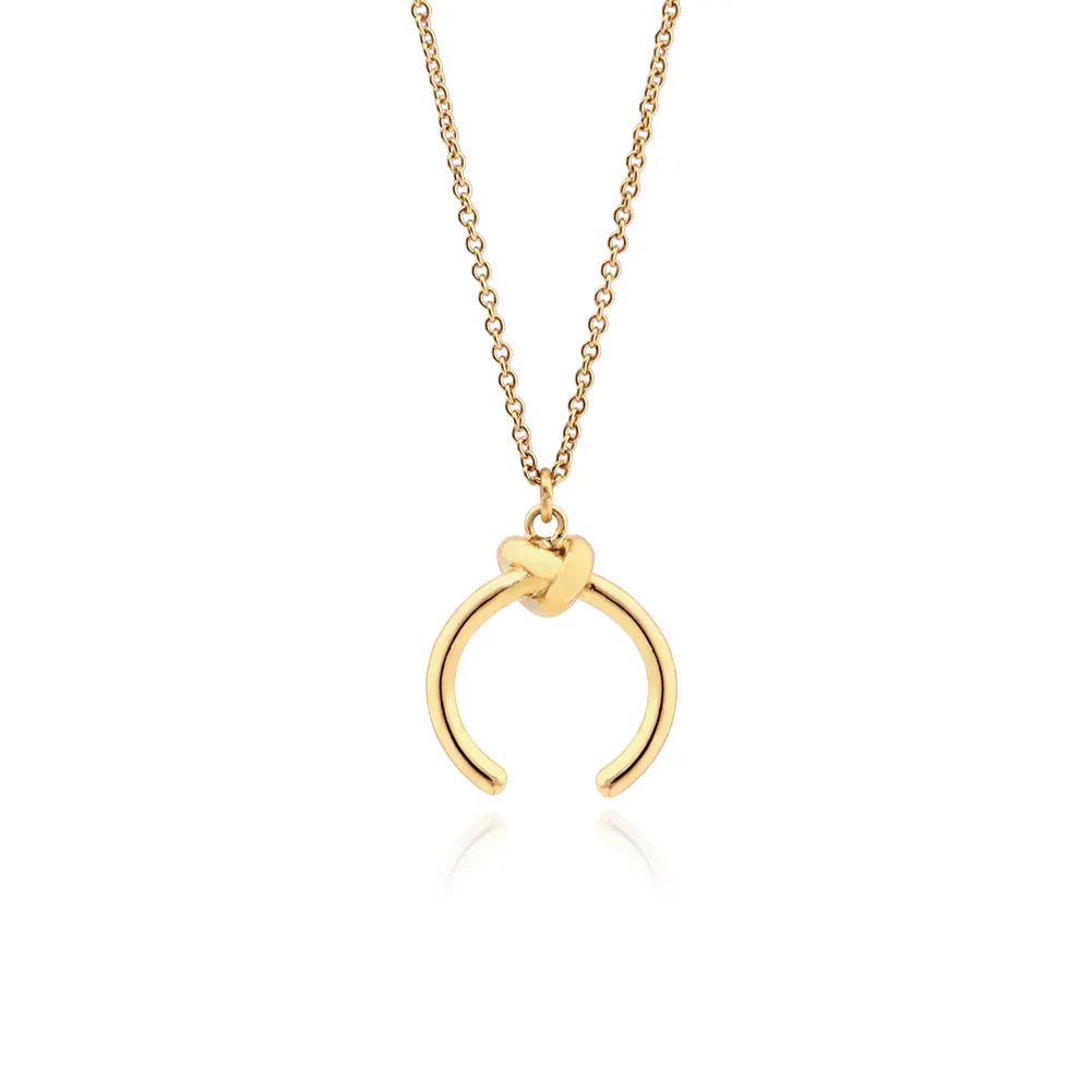 Copper geometric pendant necklace with cross chain in gold or silver electroplated finish