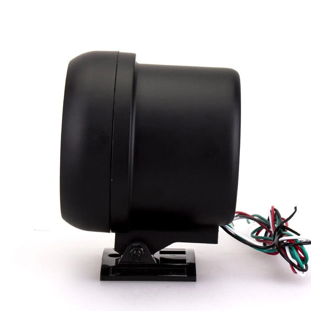 Black automotive tachometer with blue light pointer for engine speed measurement