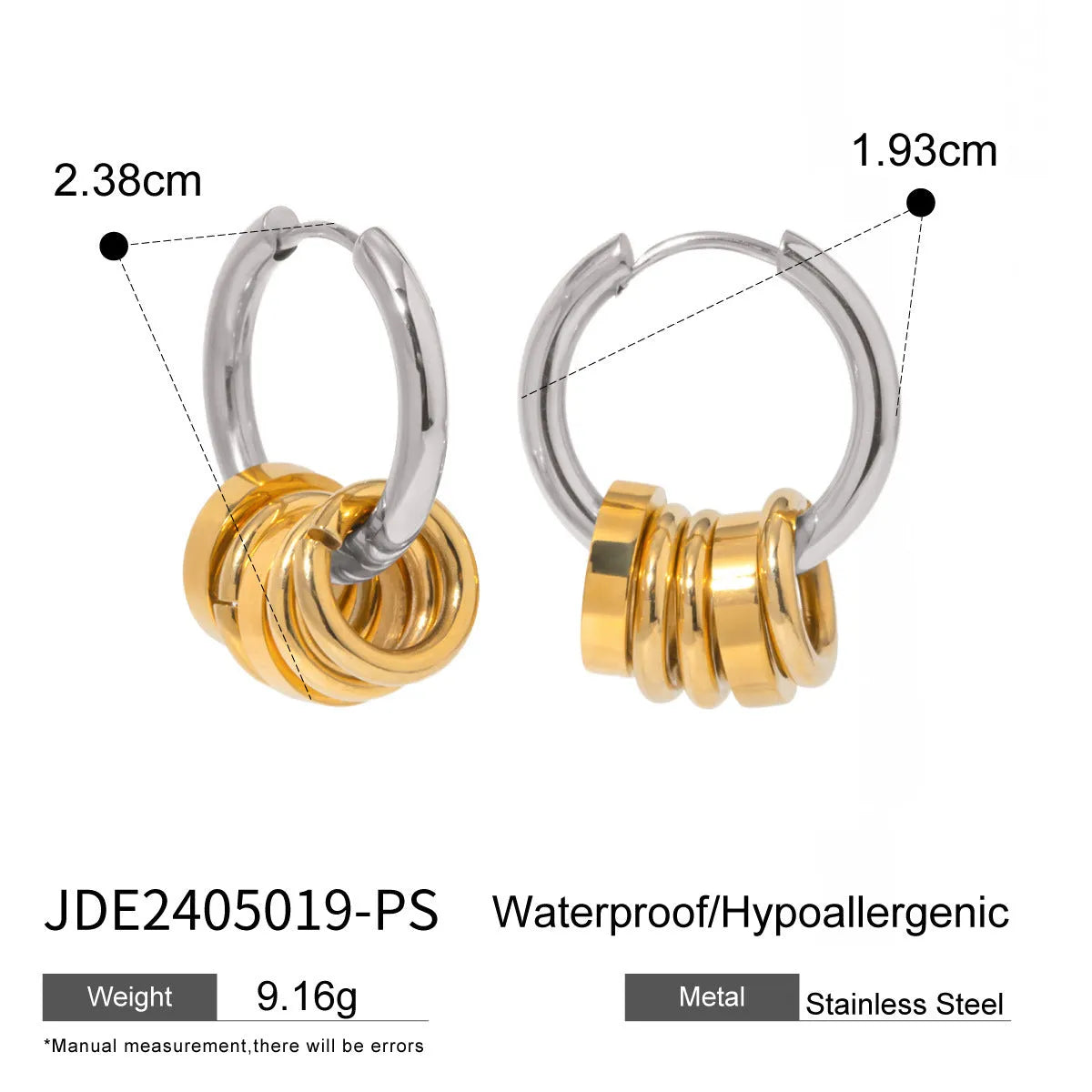 Stainless steel electroplated earrings in contemporary ins style for unisex wear