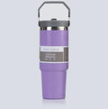 30oz insulated stainless steel travel tumbler with powder-coated finish and splash-proof sliding lid