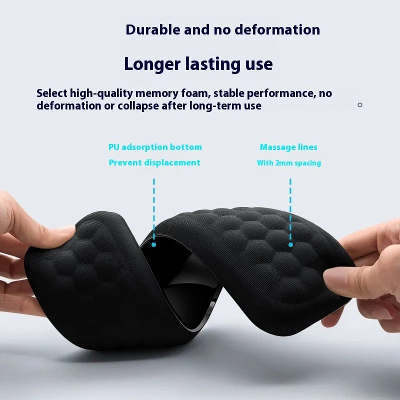 Memory foam computer wrist rest with silicone base in grey cloth cover style