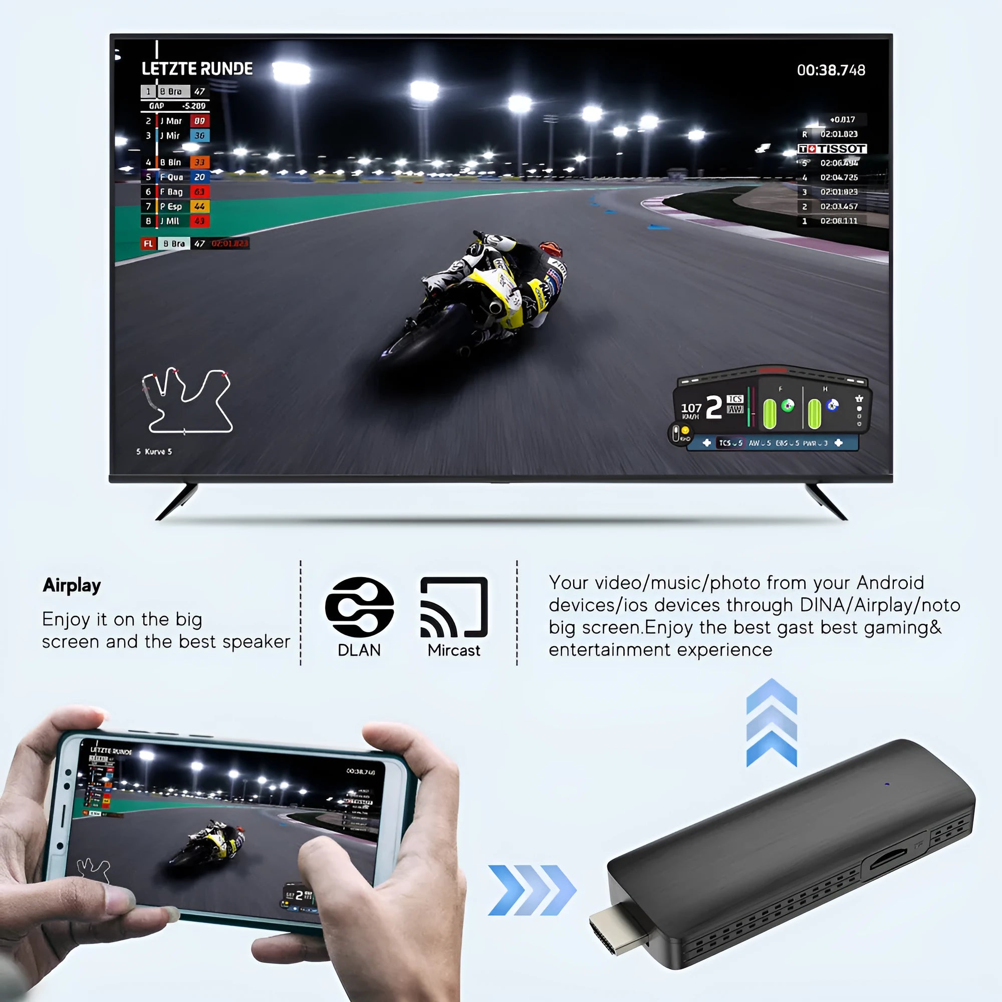 TV Stick 4K Network HD TV Player wireless black set-top box with remote and cables
