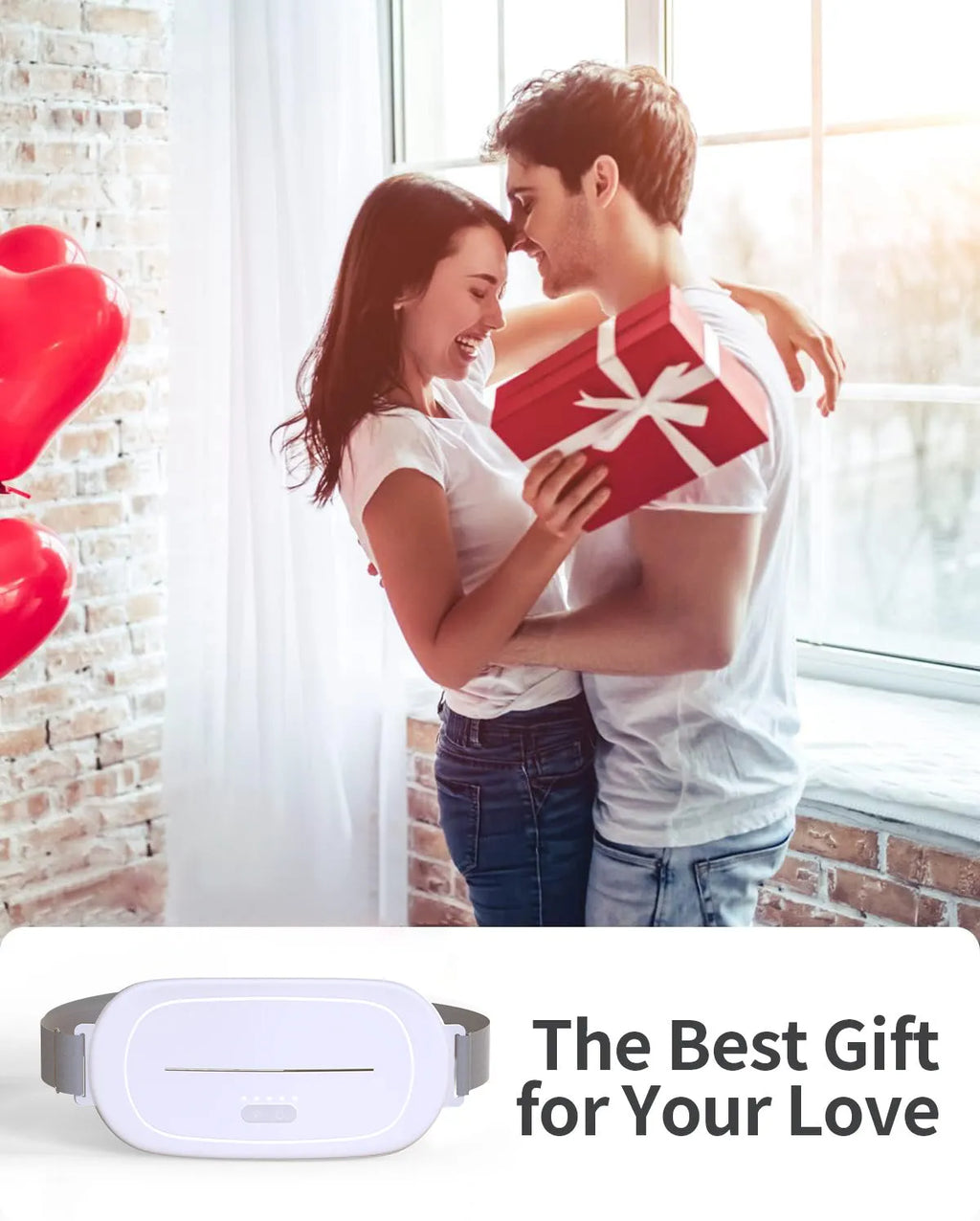 White silicone uterine warming device with USB connection cable and adjustable temperature control