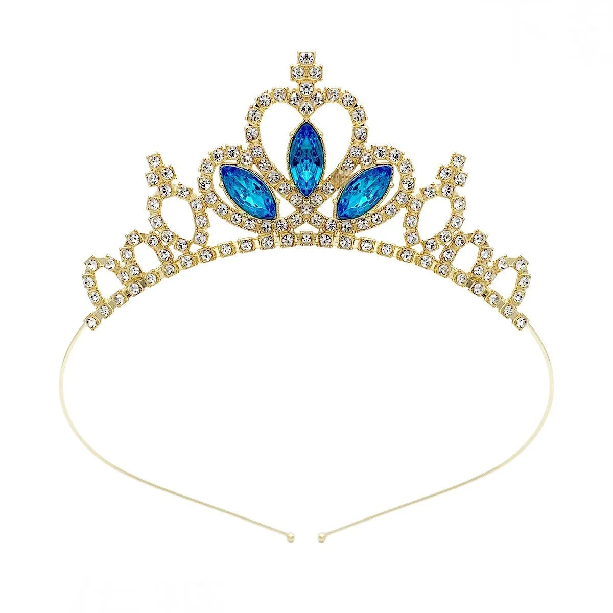 Gold and silver alloy princess crown headdress with electroplated gemstone colour finishes for birthday parties